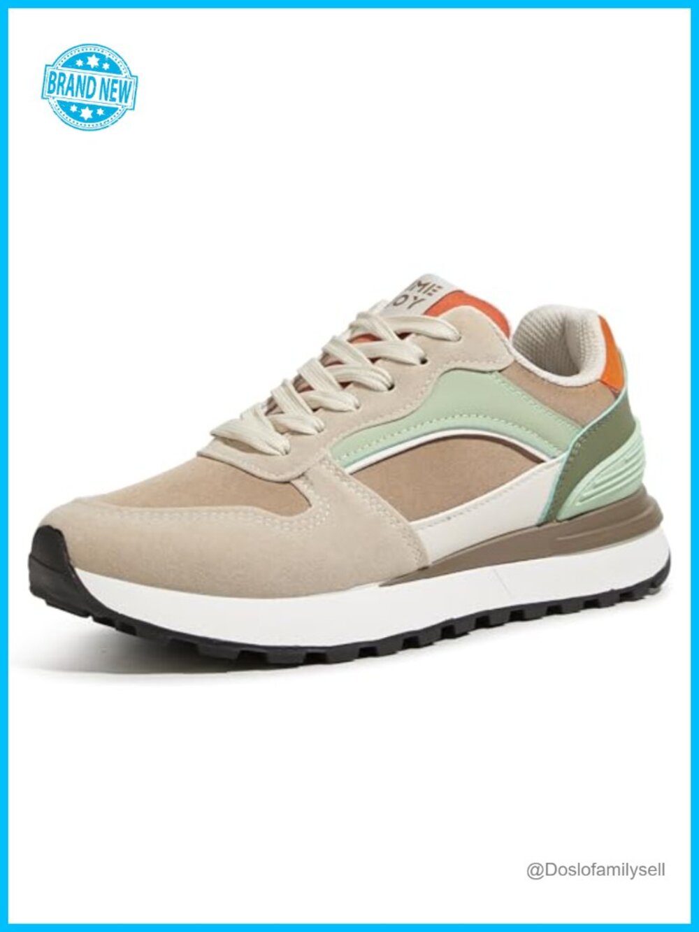Platform Sneakers Oxford Fabric Lace-Up Colorblock Casual Shoes